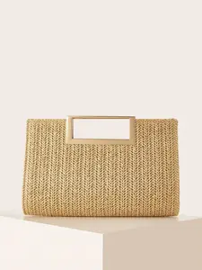 Casual, simple and versatile straw woven handbag, fashionable and niche design small square bag, square handle design, solid color series fashionable retro style, suitable for commuting/casual dressing scenes