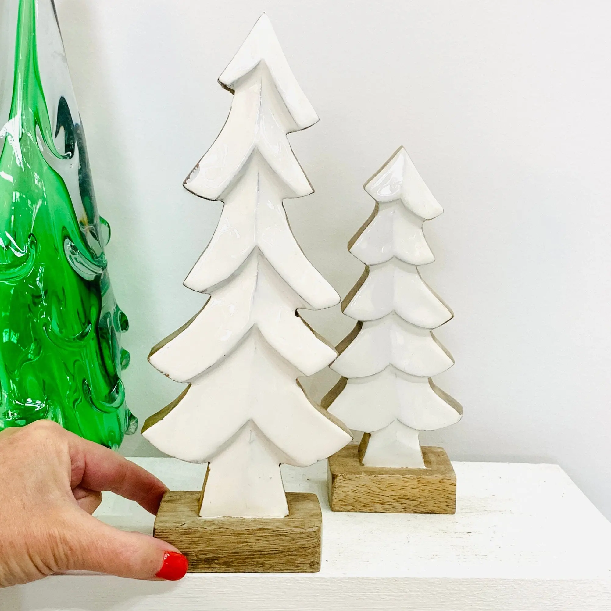 White Enamel Wooden Tree Décor, Large