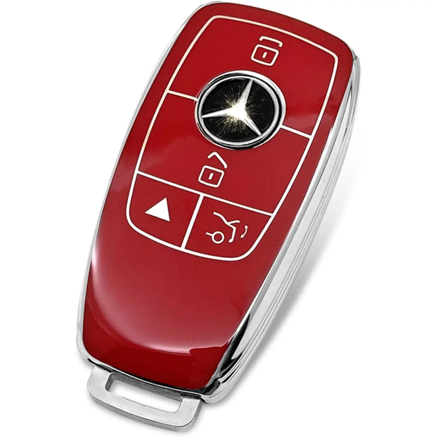Suitable For Mercedes Benz keys.Advanced soft TPU key Cover is compatible with C E R S G S CLS CLK GLC ML GLE GLS SL SLR Maybach McLaren AMG Smart Remote Key (Type B red Key Case)