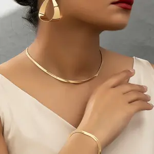 Elegant Snake Chain Jewelry Set for Women - Includes Pendant Earrings, Necklace & Bracelet | Vintage-Inspired Iron Crafted | Perfect for Casual Attire or Casual Vacations