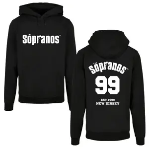 The Sopranos 99 Back Hoodie - Classic Black Fleece with Bold Graphic Logo & Varsity "99" for Sopranos Fans