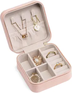 Mini Travel Jewelry Case Organizer for Women – Waterproof PU Leather Jewelry Box with Soft Flannel Lining, Compact Portable Storage for Rings, Earrings & Necklaces, Anti-Tangle Travel Jewelry Holder