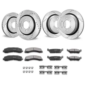 fathersdaygift VEVOR Front and Rear Brake Kit Compatible with 2012-2020 Ford F-150(MPB Only), Drilled and Slotted Brake Rotors Ceramic Brake Pads Replacement, 13.8 Front Rotors 13.7 Rear Rotors