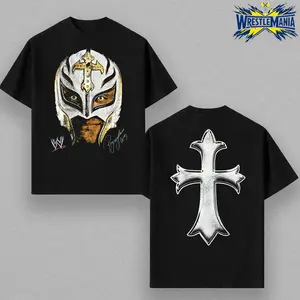 Rey Mysterio T-Shirt Wrestling WWE Fans Tee Menswear 100% Cotton Crewneck American Top Seamless Rib Collar Casual ShortSleeve Black graphic tee men's t shirts trendy t-shirts