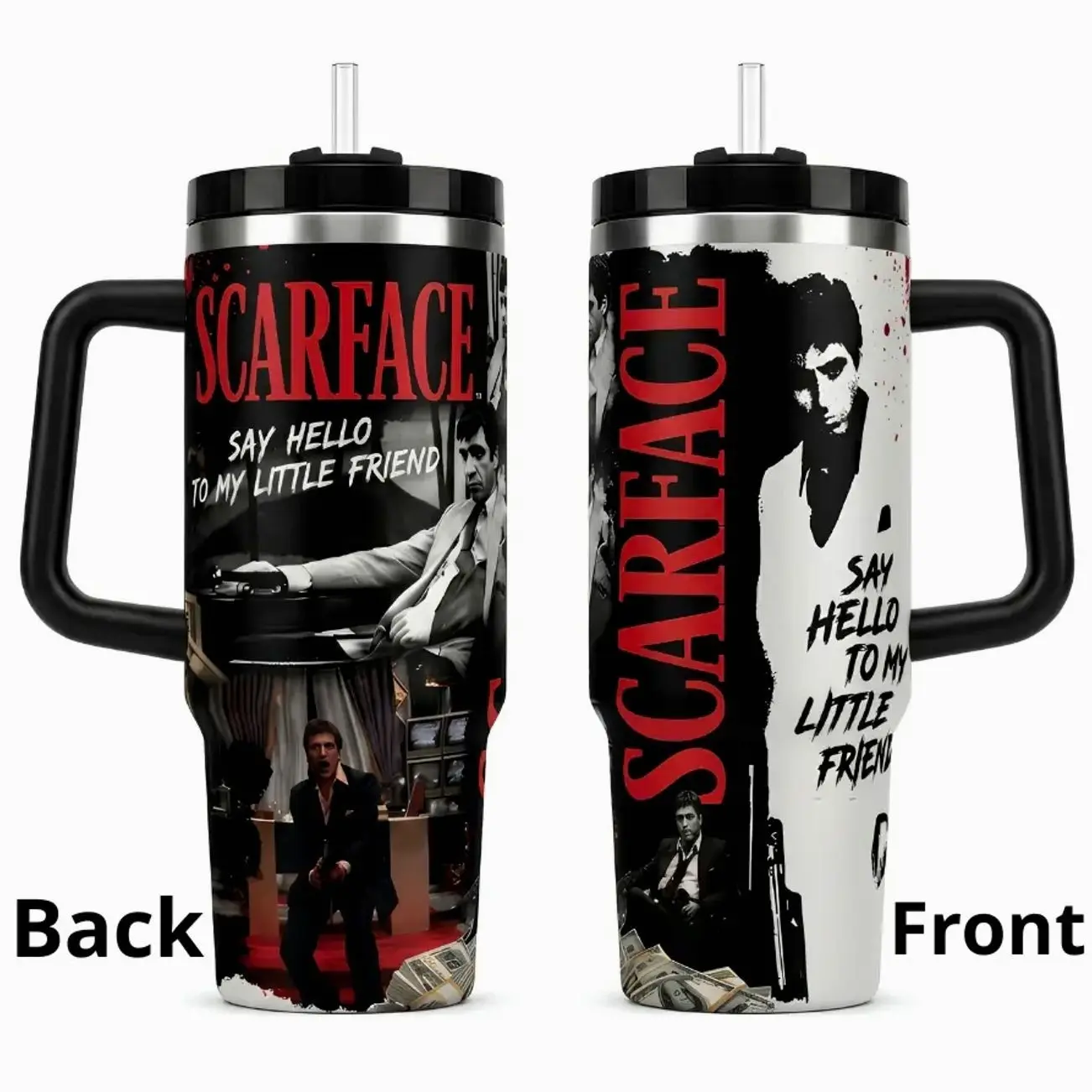 Gangster Movie Inspired Tumbler, Vintage Crime Film Travel Cup, Retro Mafia Collage Design, Stainless Steel Insulated Tumbler, Gift for Movie Fans
