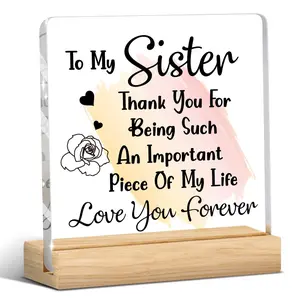Acrylic Desk Name Plate for Women, Sister Gift, Birthday Christmas Wedding Present, Office Home Use, Friendship Plaque