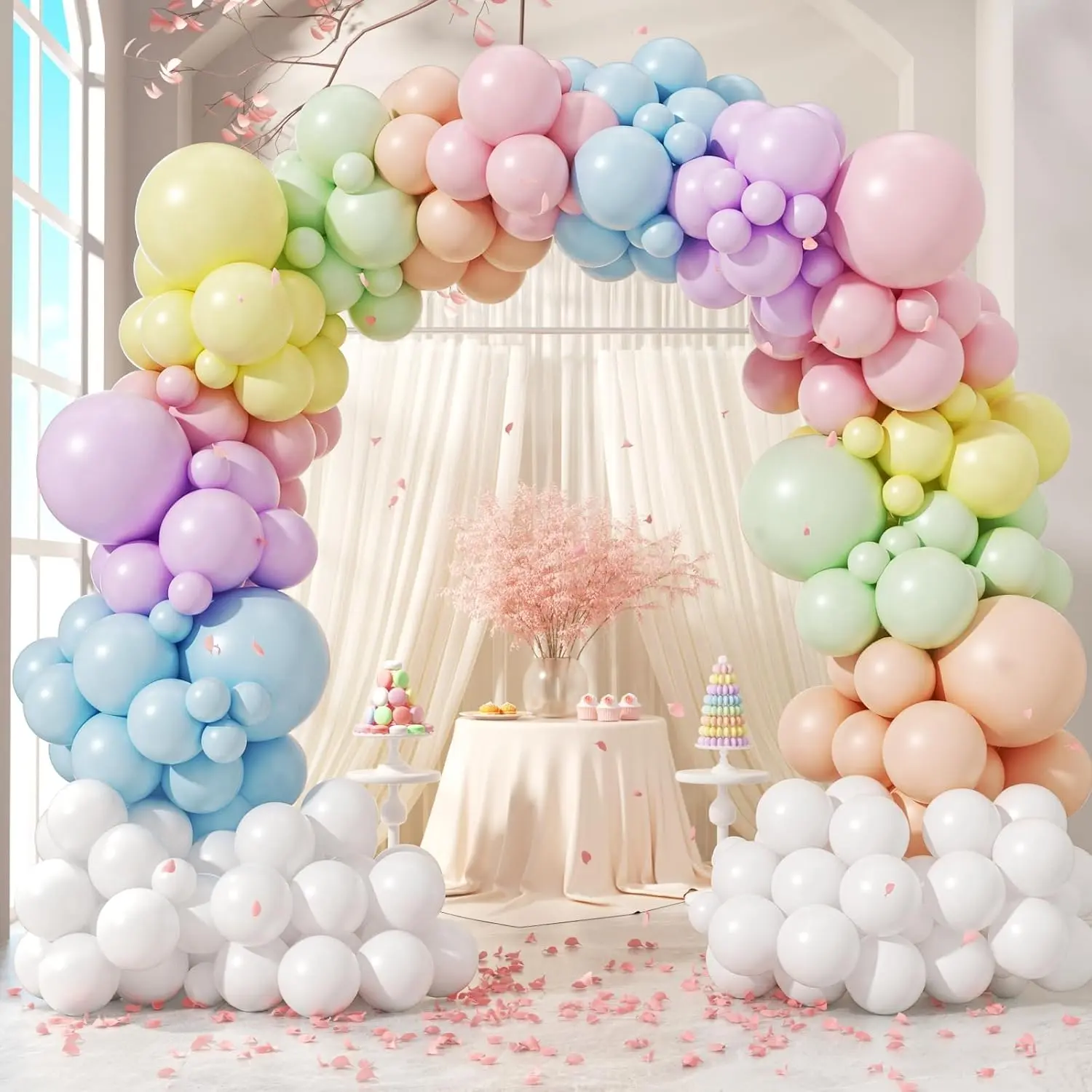 164-Piece Pastel Balloon Arch Kit Pink, Purple, Yellow, Blue, Green & Orange Balloons for Parties