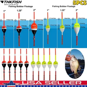 5PCS Slip Bobbers Fishing Floats and Bobbers Wood Slip Floats Stick Slip Bobbers-