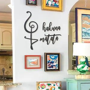 3pc Hakuna Matata Metal Wall Art  Black Wall Decoration for Minimalist and Modern Study Room, Home Office, Living Room, Hobby Room Family Wall Hanging Contemporary Iron Signs for Kitchen, Hallway, and Home Decoration Ornaments Hangable Artistic