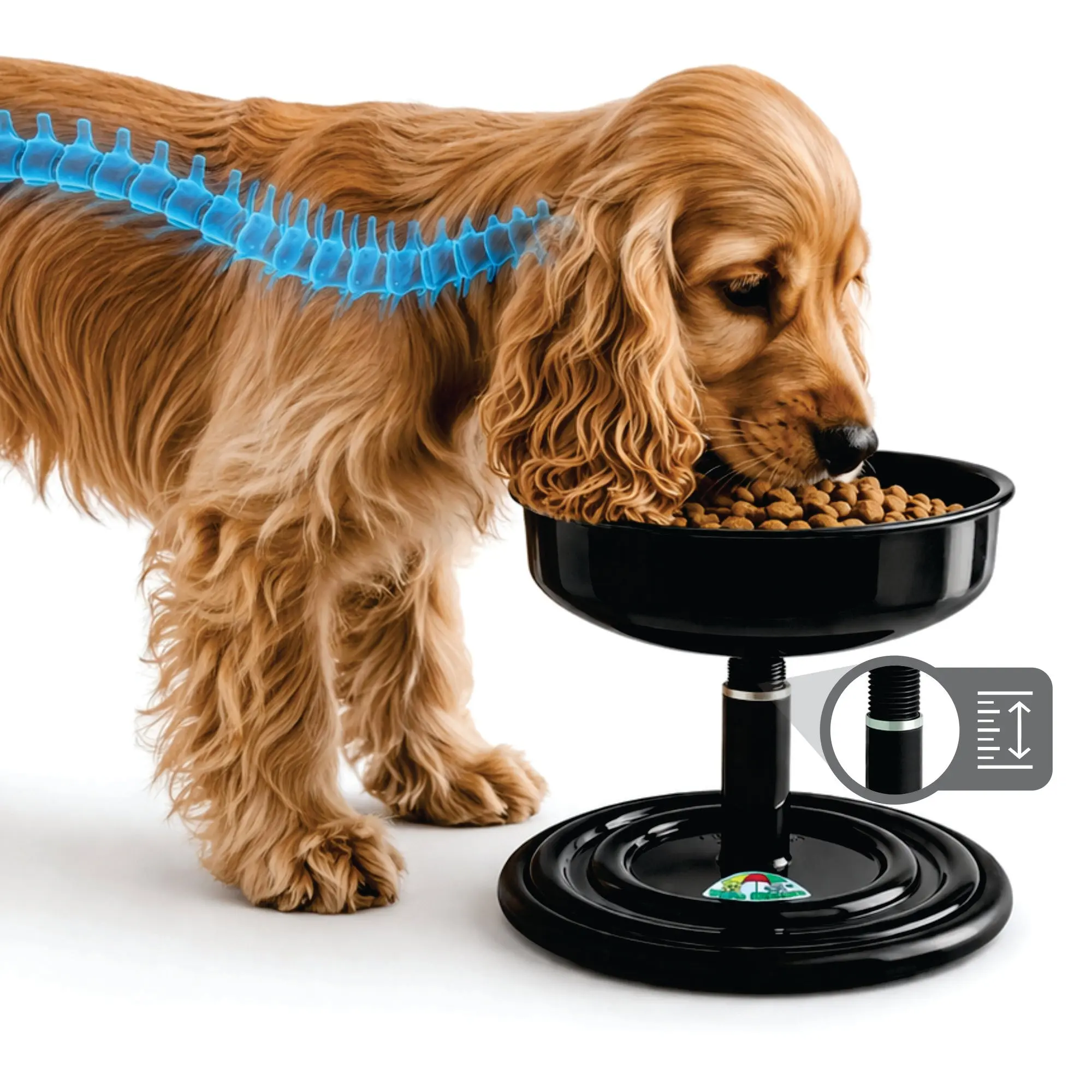 Vida Mansa Woof Woof Adjustable Feeder for Dogs (Feeding in the Correct Posture) (Black)