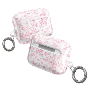 Floral Pink AirPods Case with Keychain, Stylish and Protective Cover for AirPods, collage floral case, aesthetic gift