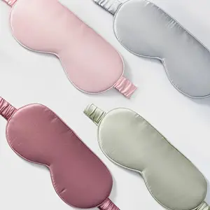 [Luxury Silk Sleep Eye Masks] 2pcs Luxury Silk Sleep Eye Masks - Double-Sided Blackout, Breathable & Soft Pink/Grey/Beige/Green Trim, Light Blocking, Pure White/Red/Black for Travel, Camping, Naps & Nighttime Rest - Comfort Fit,