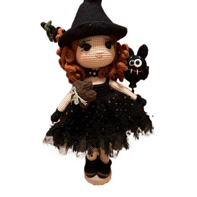 12’’ Handmade Crochet Witch Doll - Unique Craft Halloween Collectible