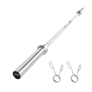 VEVOR 6FT Barbell Bar, Fits 2-Inch Weight Plates, Chrome Plated Barbell Bar with Knurled Grip for Strength Training, Weightlifting, Squat, Deadlift, Bench Press, Curl, Overhead Press, 500lbs Capacity
