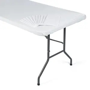 6 ft. Bulk 12 Pc. White Fitted Rectangle Disposable Plastic Tablecloths