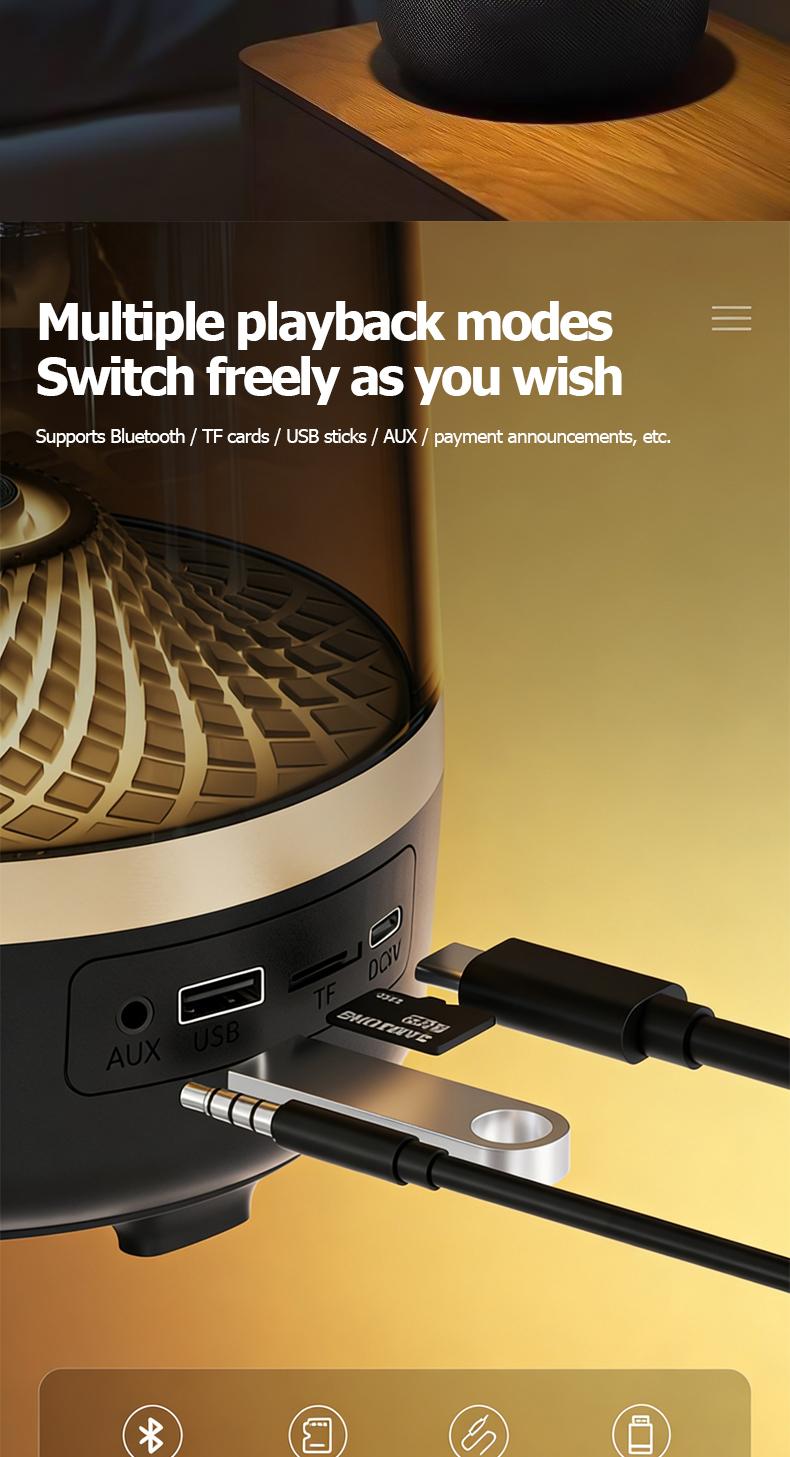 Harman Audio Portable Bluetooth Speaker, Wireless Glaze Bluetooth Audio - Type C Charging, TWS Stereo Sound, 5 RGB Lighting Modes, Long Battery Life, Ideal Festival Gift