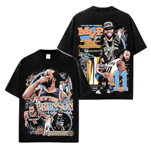 Vintage Jalen Brunson Graphic Tee for Knicks Nation, JB 11 Knicks 2025 Streetwear Shirt, Oversized Unisex Fan T-Shirt, Casual Cotton Camiseta Verano Summer Outfit, Breathable Soft Everyday Wear, Trendy Game Day Gift for Men and Women