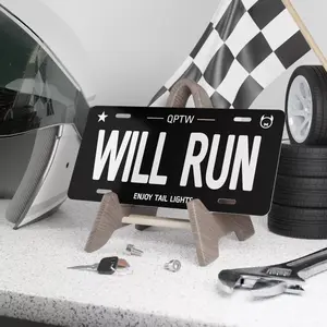 Quiet Racing Club - Aluminum Vanity "Will Run" License Plate
