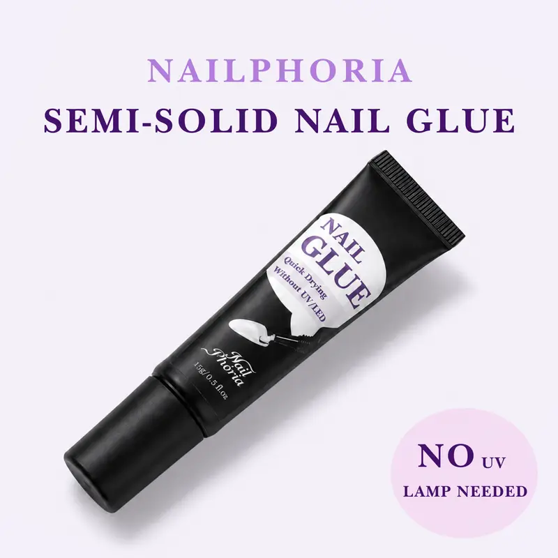 NailPhoria Semi-Solid Nail Glue - Quickly Drying without UV/LED