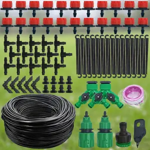 393.7-1181.1 inch  Drip Irrigation System with Adjustable Drippers - Heavy-Duty Plastic Micro Irrigation Kit, Drip Irrigation Hose, /EU Connector Compatible for Lawn, Garden, Farm,, Balcony, Flower Bed Watering - Water-Saving Plant Watering System