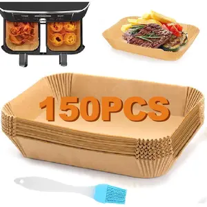 Air Fryer Disposable Paper Liners, 150 count Air Fryer  Paper Liners 8.7x5.5" Rectangle  for  Dual Basket  DZ201 DZ401 Foodi 8Qt Air Fryer Accessories, Microwave, Oven