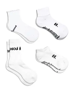 Mixed 4 Sock Pack Basics - Organic Cotton Seamless Double Cushioned Breathable Knee High Socks Ribbed Cuff Design Comfort Fit As Seen On Shark Tank Everyday Outfits Soft Comfy socks For Men And Women, Gym Socks