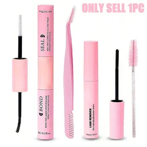 4pcs Eyelash Glue Set, Eyelash Fixer, 10ml Single Lash Adhesive With Bonding, DIY Eyelash Extension & Remover 5ml Set Includes Lash Brush & Tweezer, 48-72 Hours Waterproof Cluster Lash Glue, Eyelash Extension Kit, Makeup Tools, Low Allergy Liquid Glue