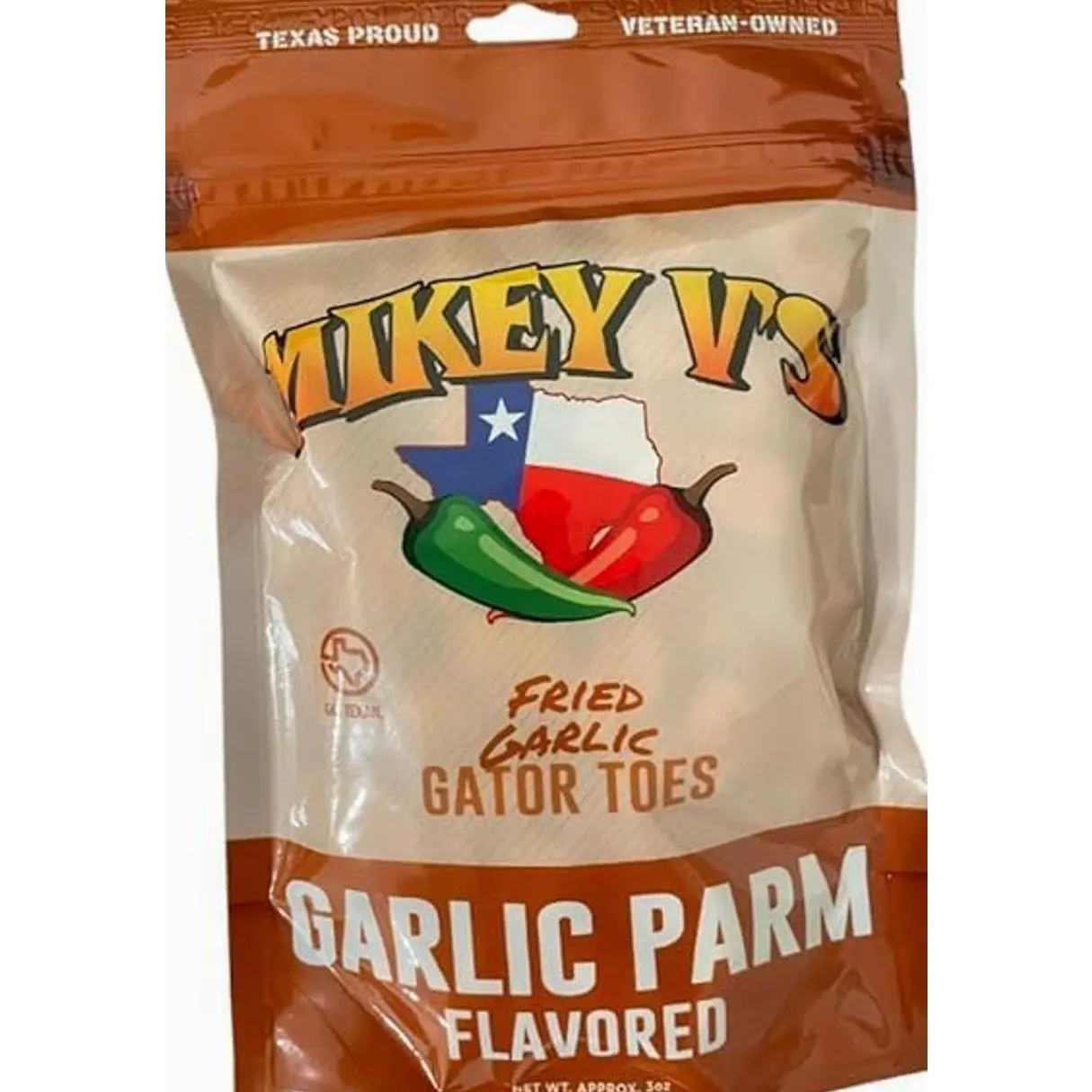 Mikey V’s Garlic Parmesan “Gator Toes” – Deep-Fried Garlic Snacks, Crunchy Cheesy Bites, 3.9 oz Bag