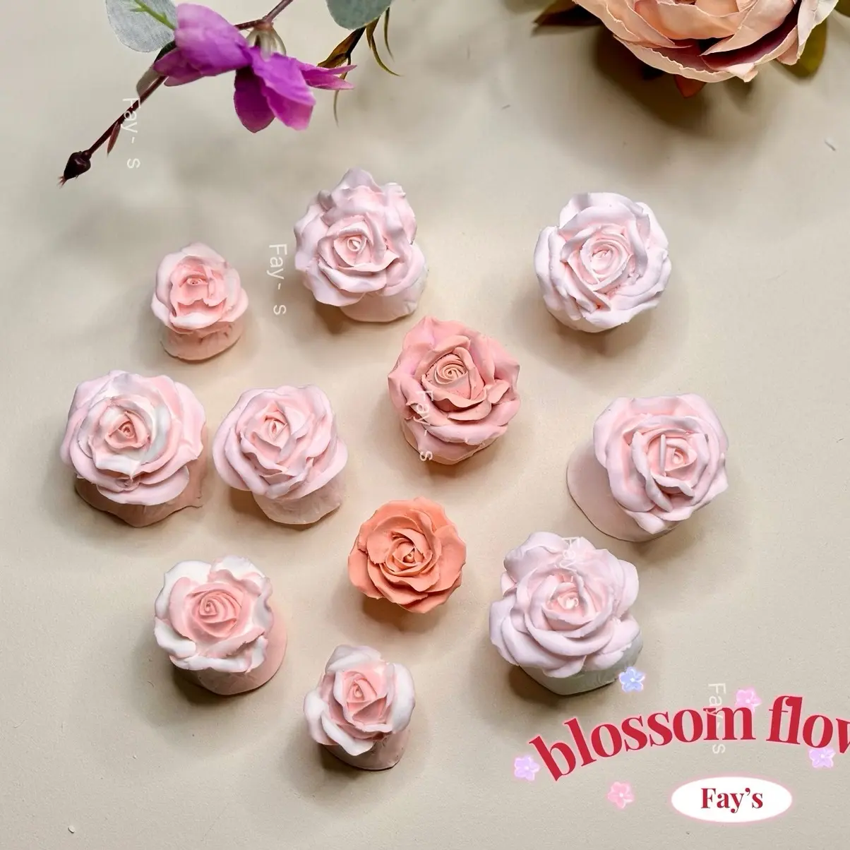 Cream clay roses(10pcs)