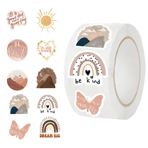 Aesthetic Boho Stickers Roll, Cute Vinyl Waterproof Stickers for Water Bottles Laptop Phone, Scrapbooking Supplies Kit for Adults Teens