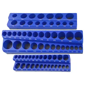 Magnetic Socket Organizer, 3 Piece Socket Holder Kit, 1/2-inch, 3/8-inch, 1/4-inch Drive, Holds 75 Metric Sockets, Blue Color, Professional Quality Tools Organizer, Socket Not Included