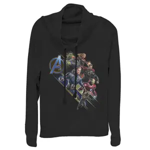 Juniors Womens Marvel Avengers: Endgame Hero Streaks Cowl Neck Sweatshirt