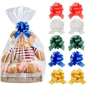 10-Pack Extra-Large Clear Cello Bags 30x40 Inch with Bows -  Wrap for Large  Baskets, Raffle Prizes & Fundraisers