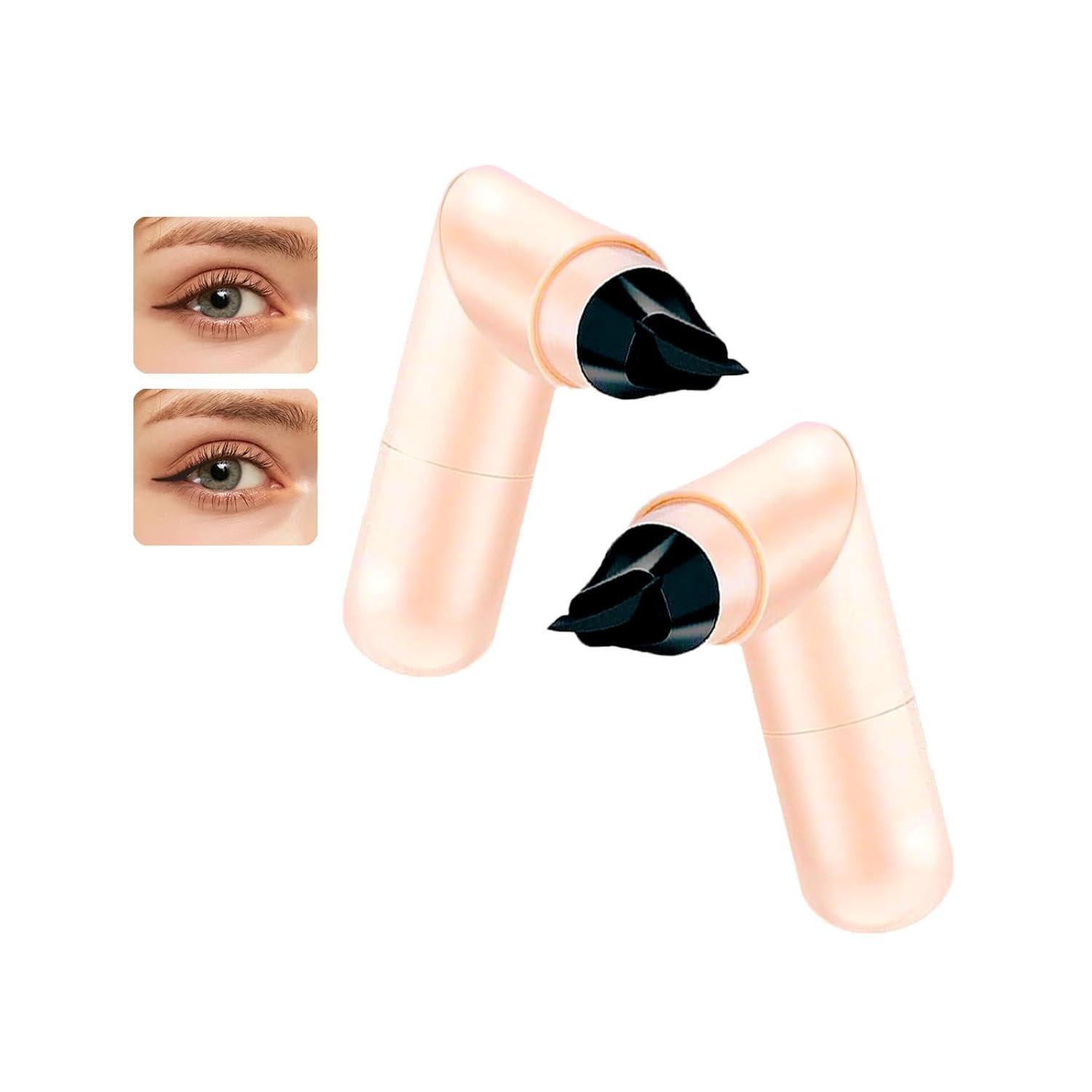 Rotating eyeliner stamp pen — dual-ended design with cat-eye stamp, quick color payoff, long-lasting smudge resistance, easily creates 3D wing lines, all-day wear without smudging; liquid eyeliner pen