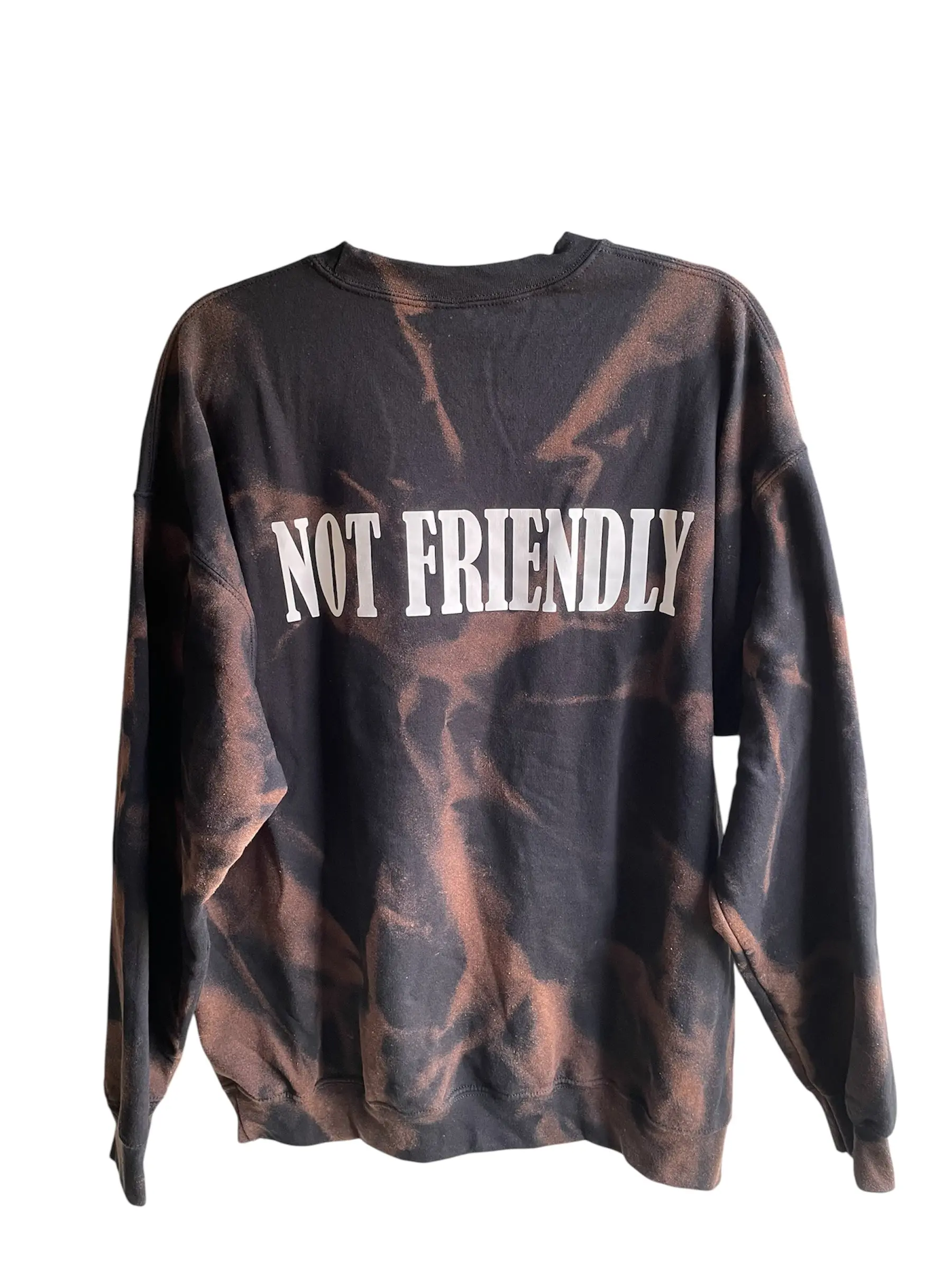 NOT FRIENDLY Black Bleached Crew Neck Sweatshirt *REMIXED*- “Security”