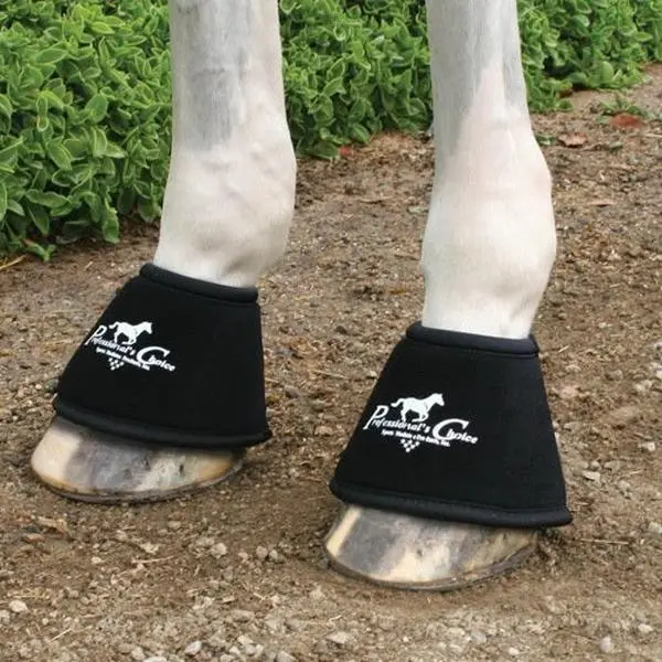 Professional's Choice Quick-Wrap Bell Boots BB10 - 360-Degree Hoof Protection with Lycra Binding, Pair Small / Black