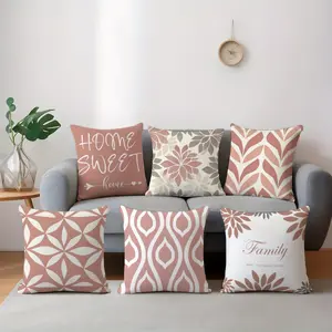 6pcs, Single-Sided Printed Pillow Covers, Modern Minimalist Geometric Text Pillow Cover Set of Six, 44.96*44.96 cm, Home Decor Pillow Covers Suitable for Living Room Sofa And Bedroom, Pillow Inserts Not Included