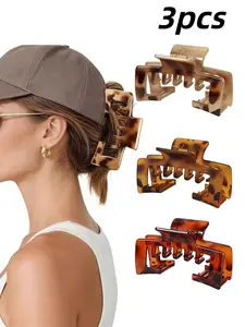 3pcs Large Hair Clips for Baseball Cap, Tortoise Shell Adjustable Claw Clips, Non-Slip Strong Hold for Thick Thin Hair, Gift Hair Accessories