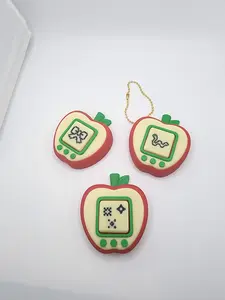 Clickable Apple Pixel Charm – 3D Printed Plastic Retro Keychain