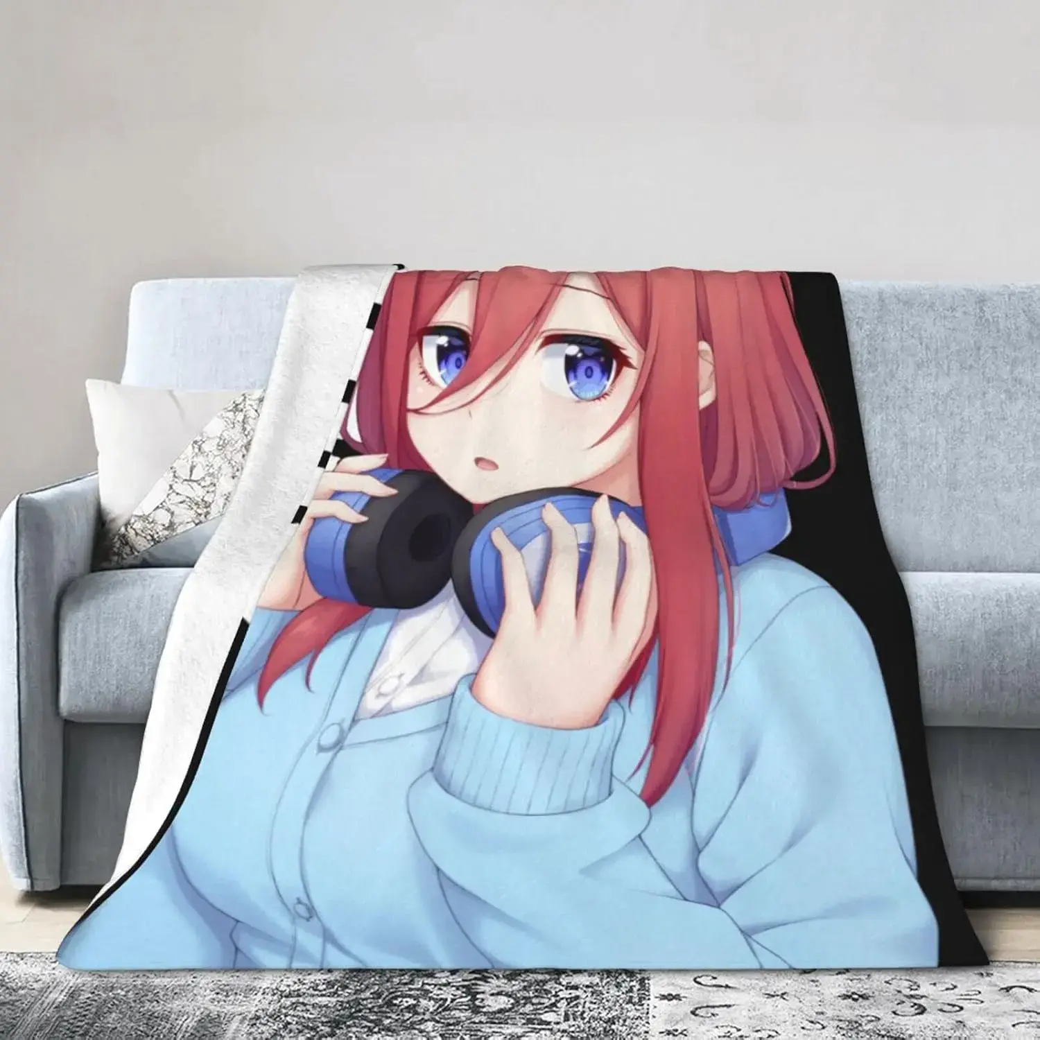The Quintessential Quintuplets Miku Ultra-Soft Micro Fleece Blanket Super Soft Throw Blanket Flannel Fleece Blanket for Couch Bed Sofa Travelling Camping 60"x50"