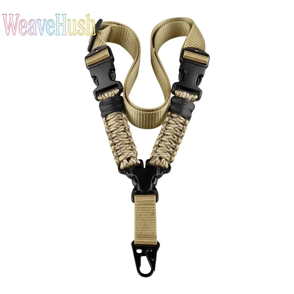 Heavy Duty Adjustable Polyester Single Point Sling with Metal Buckles, Tactical DIY Bag Accessory for Hunting, Shooting, No