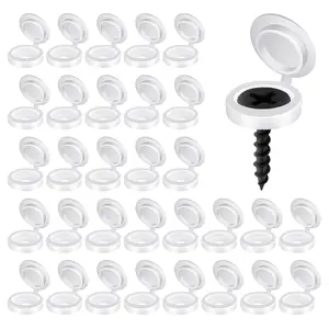 salbsever 200Pcs Plastic Hinged Screw Cover Caps, Shutter Screw Caps, White Snap Washer Covers Flip Tops for Screw Protection, Covering Screw Heads, 577452_1_Vrc8r9kt3
