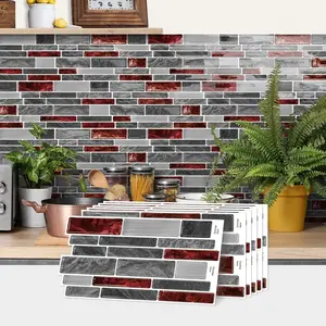 20 pieces self-adhesive peel and stick splash guard, faux tile decals, DIY sticker 3D wall sticker, suitable for kitchen, bathroomertop, wall decoration, 9.7 inches X 4.7 inches