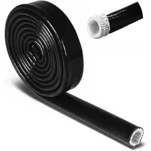 Insulation Heat Shielded Fire Sleeve Silicone Coated Fiberglass Heat Protection for Automotive Hose Lines & Electrical Wiring Black 3/4" ID x5FT