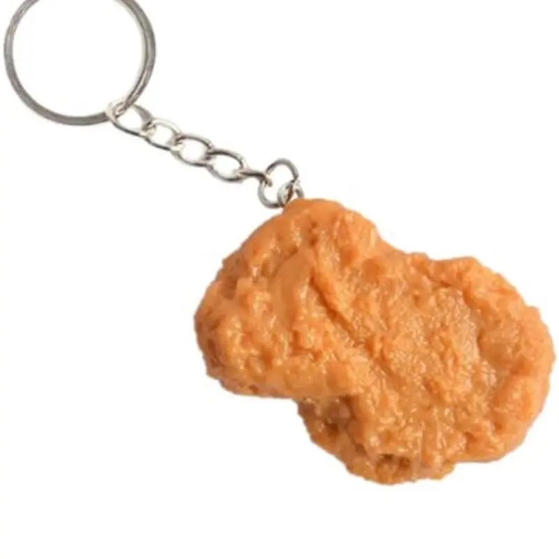 Funky Chicken Nugget Keychain - Solid Cute Casual Plastic Food Charm, Ronald McDonald Approved Accessory with Double Ring for Car Keys, Bags & Happy Birthday Gift for Foodies