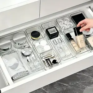 8 Piece Transparent Crystal Makeup Organizer Set, Drawer Dividers & Desktop Storage Boxes, Office Supplies Organizers, Home Organization, Cosmetic Organizer