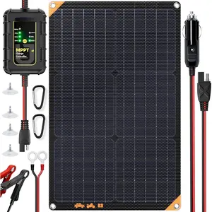 12V 30 Watt Solar Trickle Charger Maintainer with MPPT Controller - Portable  Solar   Charger - Solar Panel Kit for  Rv Trailer  Boat Automotive Marine