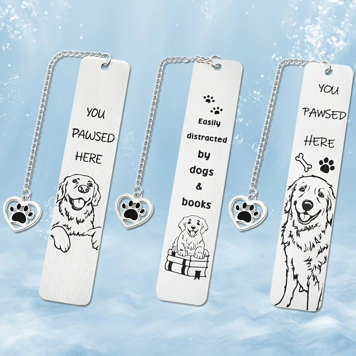 Stainless Steel Bookmark with Cartoon Golden Retriever Design, Perfect Gift for Dog Lovers and Reading Enthusiasts