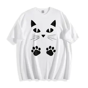 Cute Cat Face And Paws Unisex T-Shirt For Casual Wear In Spring And Summer Perfect Gift For Cat Lovers And Pet Enthusiasts