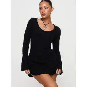 Best Interest Long Sleeve Mini Dress Black